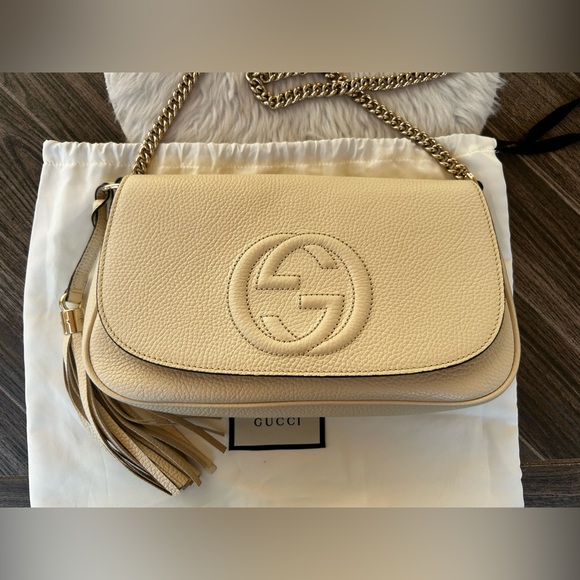 GUCCI Soho GG Ivory/Off White Crossbody Bag - Picture 10 of 16